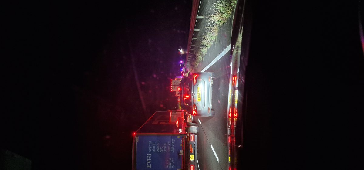 Crash on the A1 at A1, Sutton-on-Trent CP, Nottinghamshire — photo from the scene