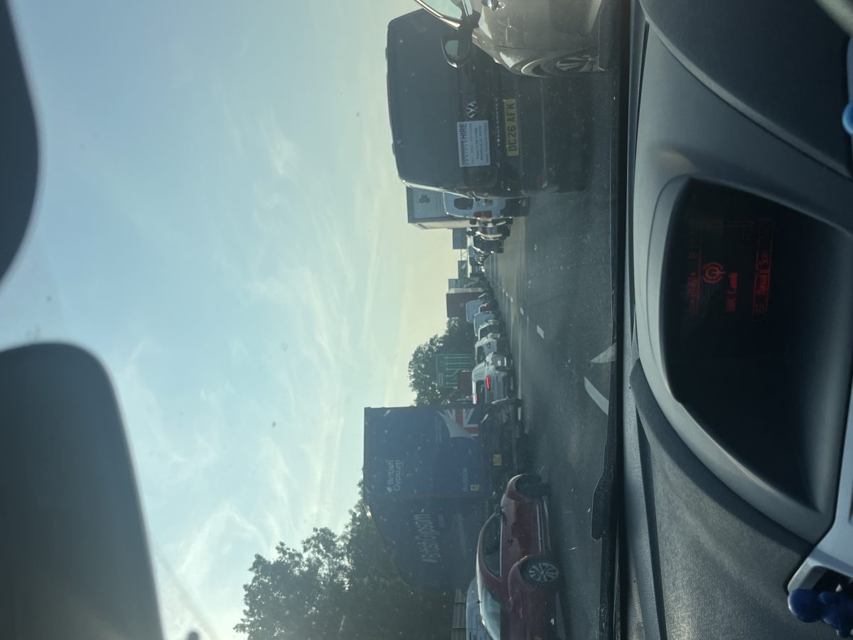 Vehicle fire on the A14 at Huntingdon Road, Oakington and Westwick, Cambridgeshire — photo from the scene