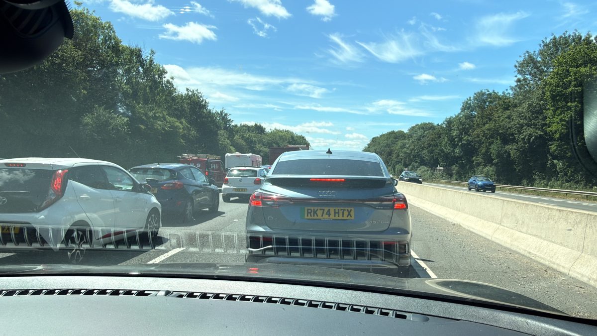 Crash on the M3 at M3, Broom Hill, Hampshire — photo from the scene