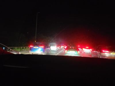 Heavy traffic on the M53 at Between Wallasey and Moreton — photo from the scene